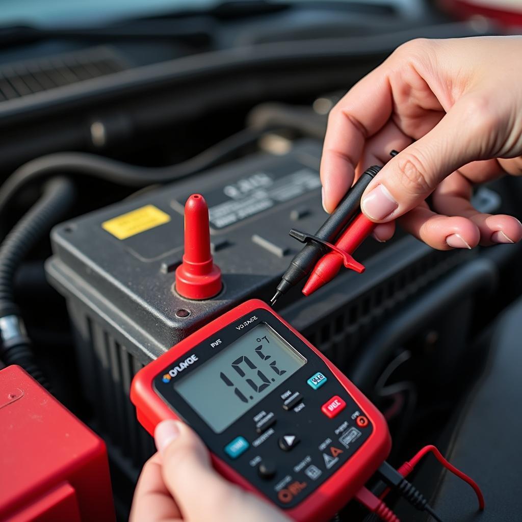 Messung der Bleibatterie Spannung