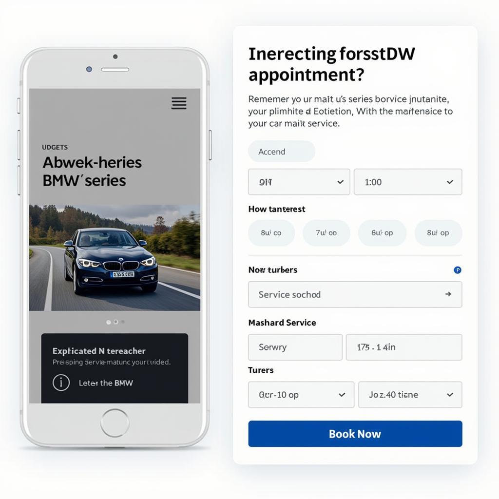 Online-Terminbuchung für BMW 1er Service:  Eine Webseite oder App, auf der ein Termin für die Inspektion oder Wartung eines BMW 1er online gebucht werden kann.