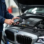 Diagnose im Motorraum eines BMW F82 LCI