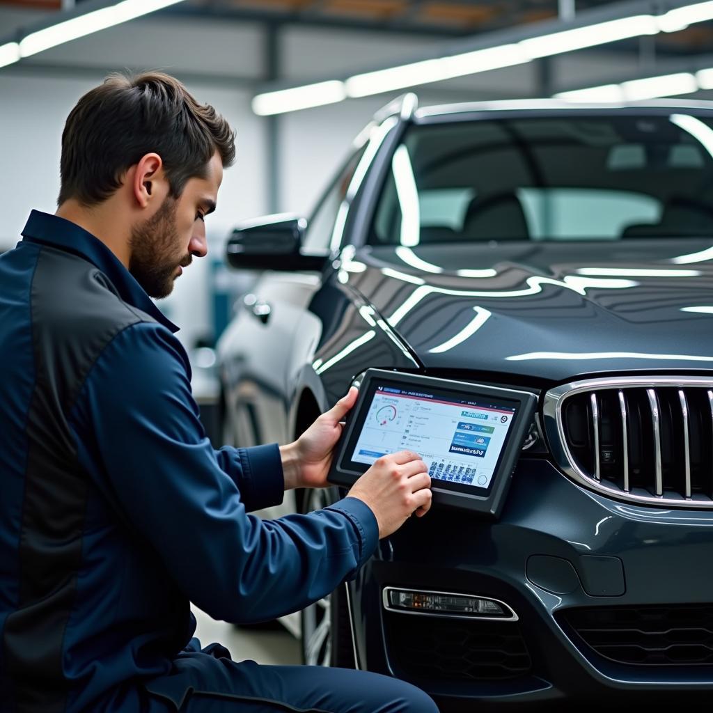 BMW Fahrzeugdiagnose in einer Werkstatt