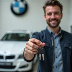 BMW Finanzierung ohne Anzahlung: Mann hält Autoschlüssel