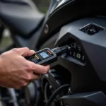 Anschluss eines Diagnosegeräts an die BMW S1000R 2018.