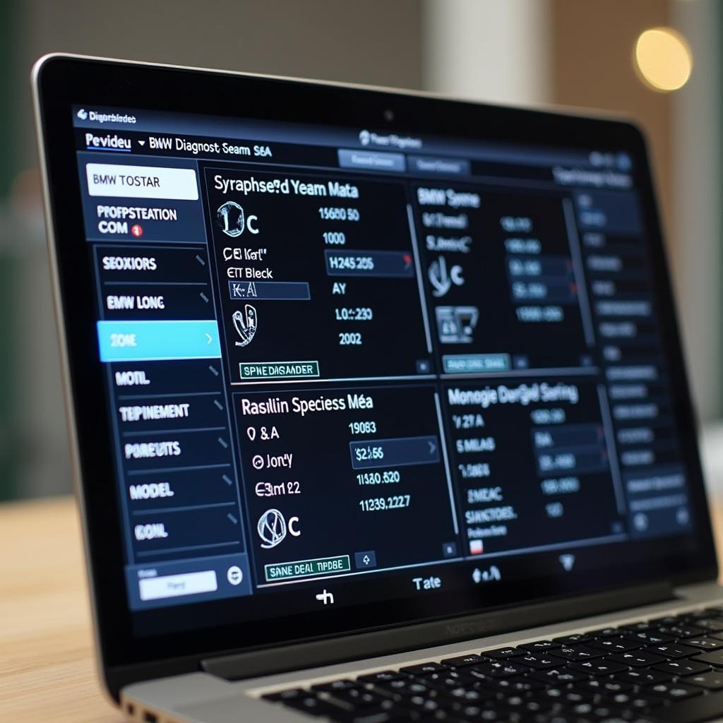 BMW Test Software: Darstellung eines Laptop-Bildschirms mit der BMW Diagnosesoftware.