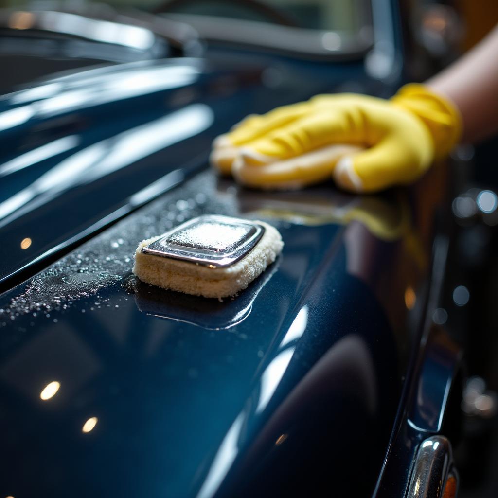 Glänzender Autolack nach Carnaubawachs-Behandlung