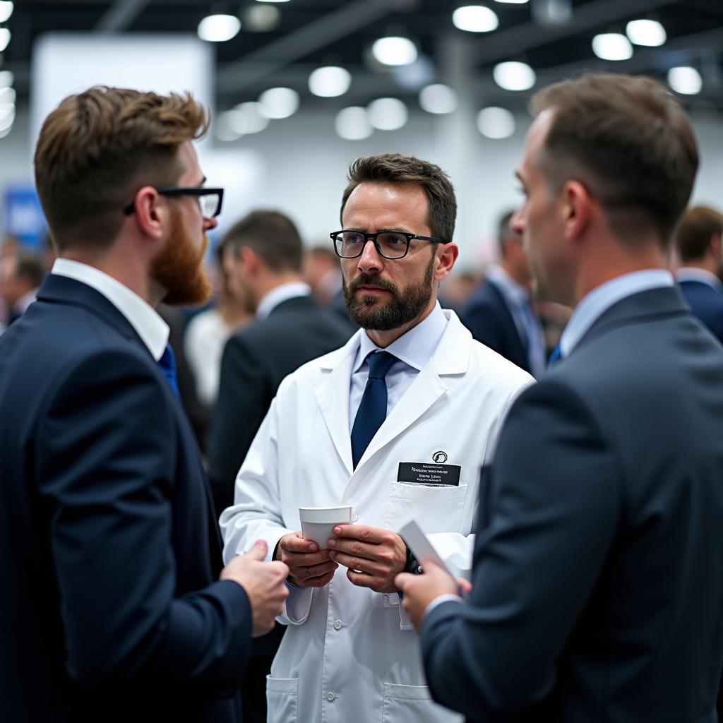 Chemiemeister beim Networking auf einer Automotive-Messe