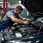 Erfolgreiche Reparatur im engen Motorraum