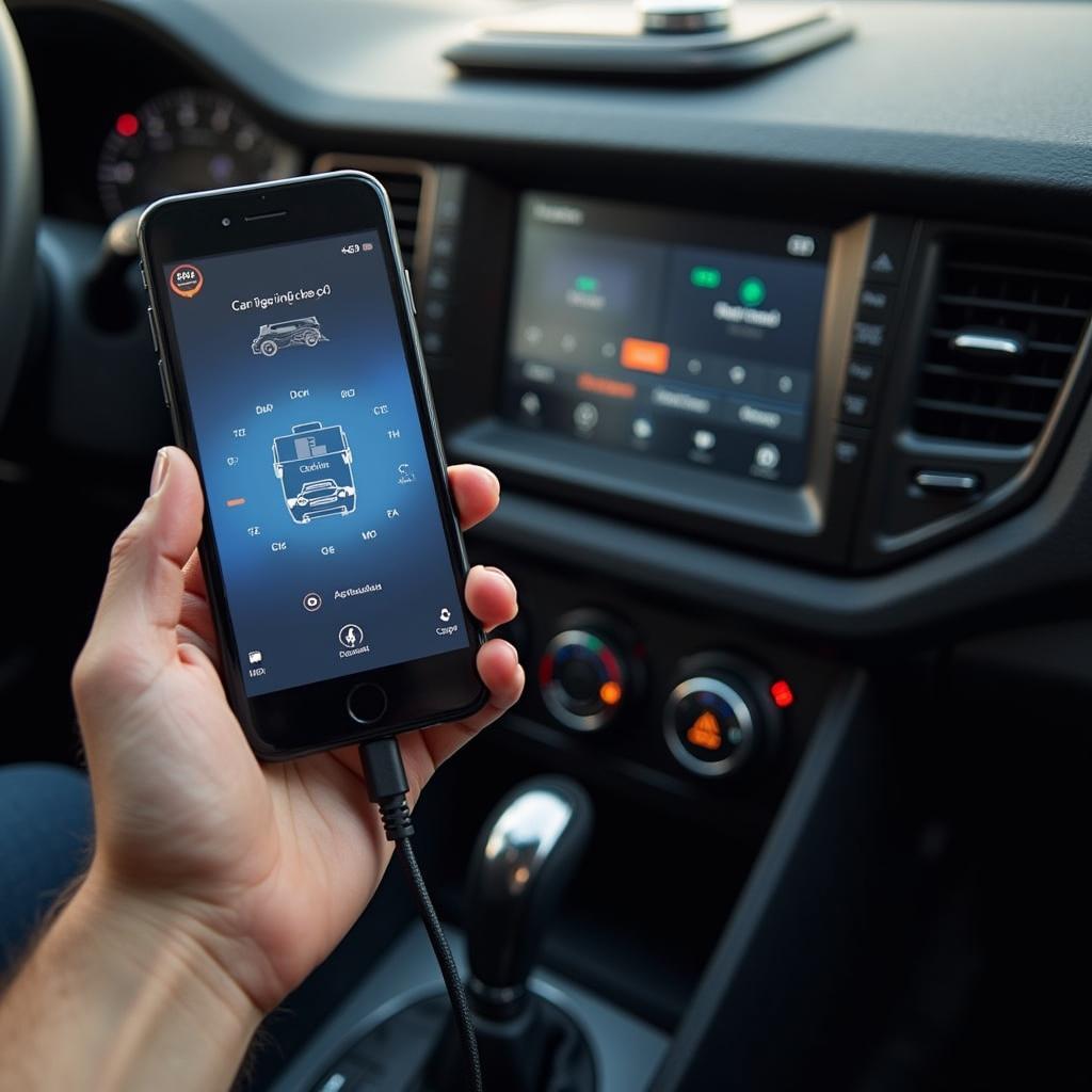 Diagnose App auf dem Smartphone mit Auto verbunden