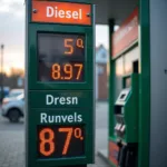 Diesel Preis an einer Tankstelle in Biberach