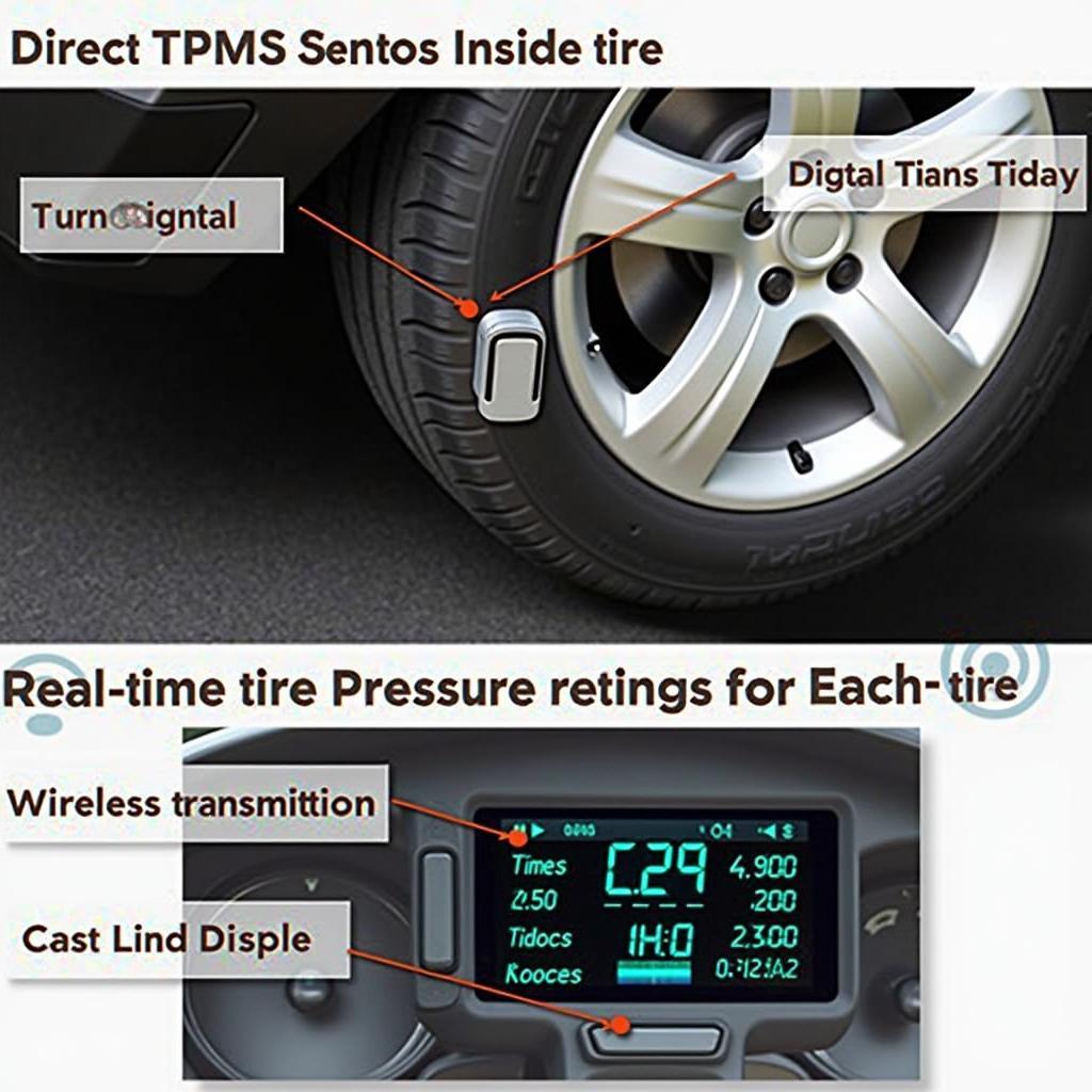Direktes Reifendruckkontrollsystem im Auto