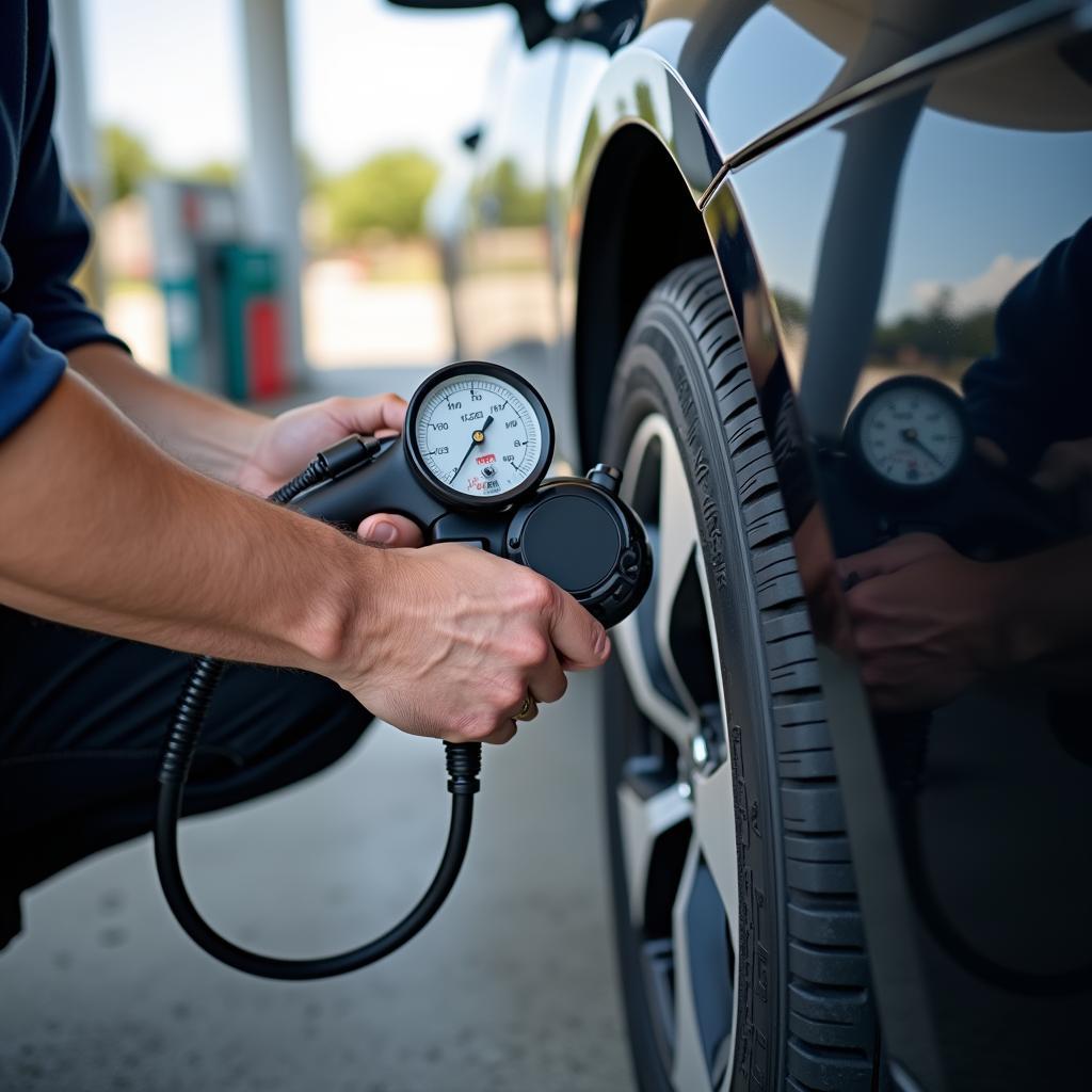 Druckluft Tankstelle Auto Reifen Druck Kontrolle