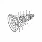 Schematische Darstellung des Aufbaus eines DSG Getriebes mit den wichtigsten Komponenten.