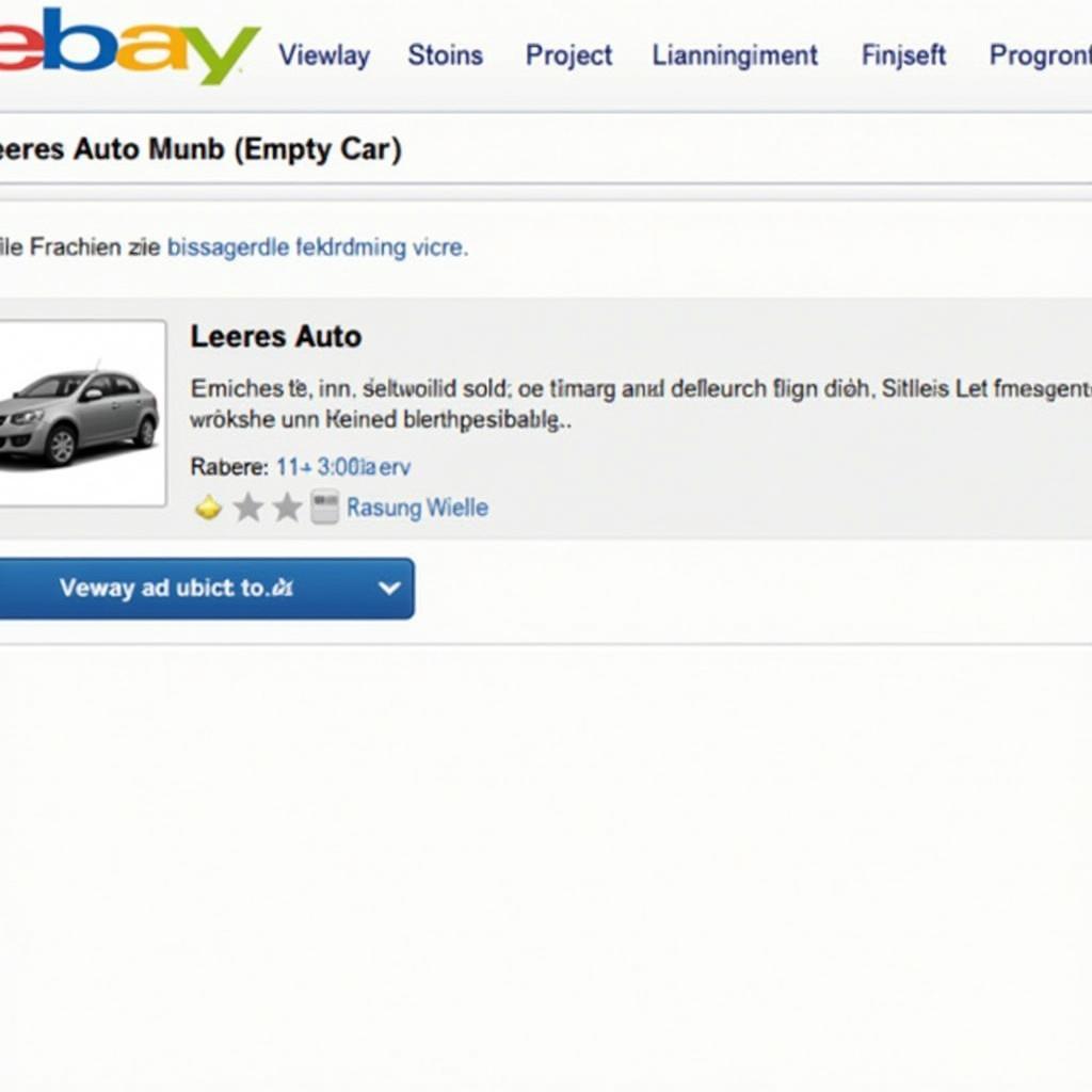 eBay Kleinanzeigen Inserat "Leeres Auto": Screenshot eines eBay Kleinanzeigen Inserats mit dem Titel "Leeres Auto".