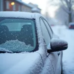 Vereiste Autoscheiben im Winter