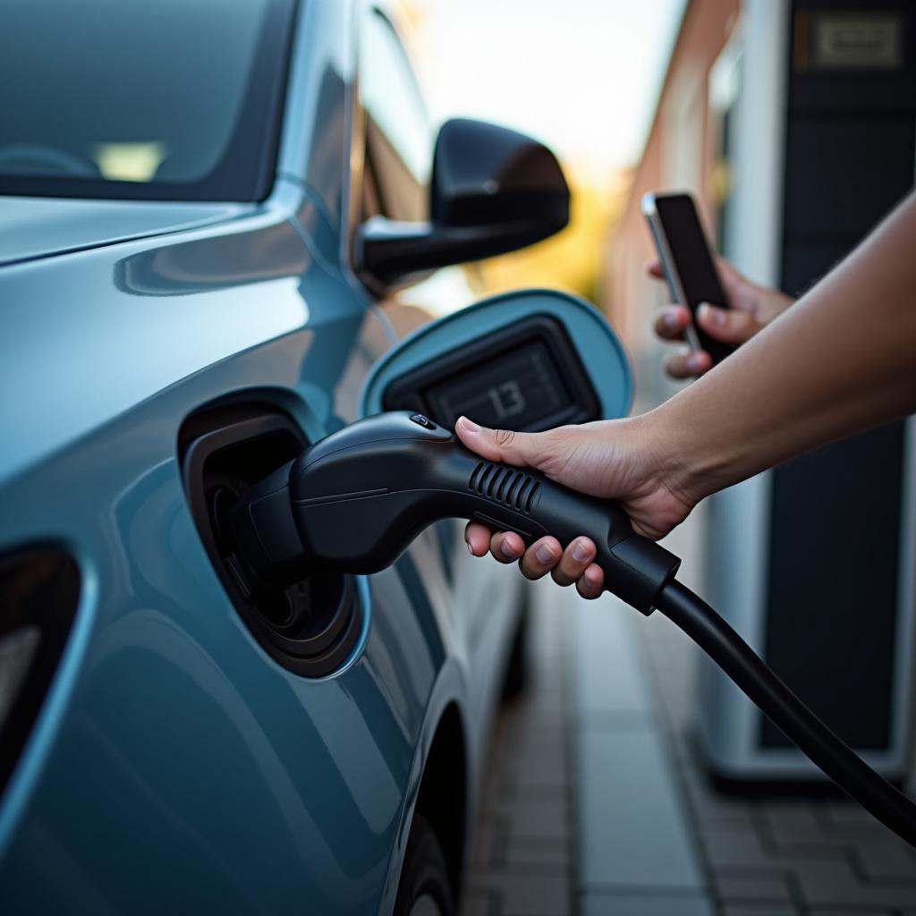 Ladevorgang eines Elektroautos an der Ladestation