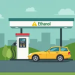 Ethanol Tankstelle Suche: Ein Auto an einer Ethanol Tankstelle.