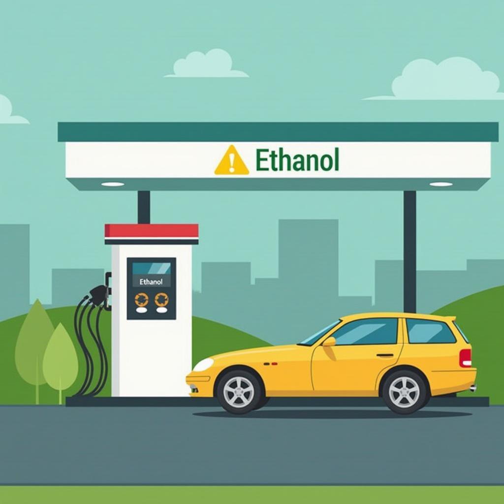 Ethanol Tankstelle Suche: Ein Auto an einer Ethanol Tankstelle.