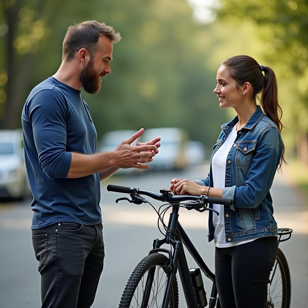 Bicycle accident expert advising a client after an accident.