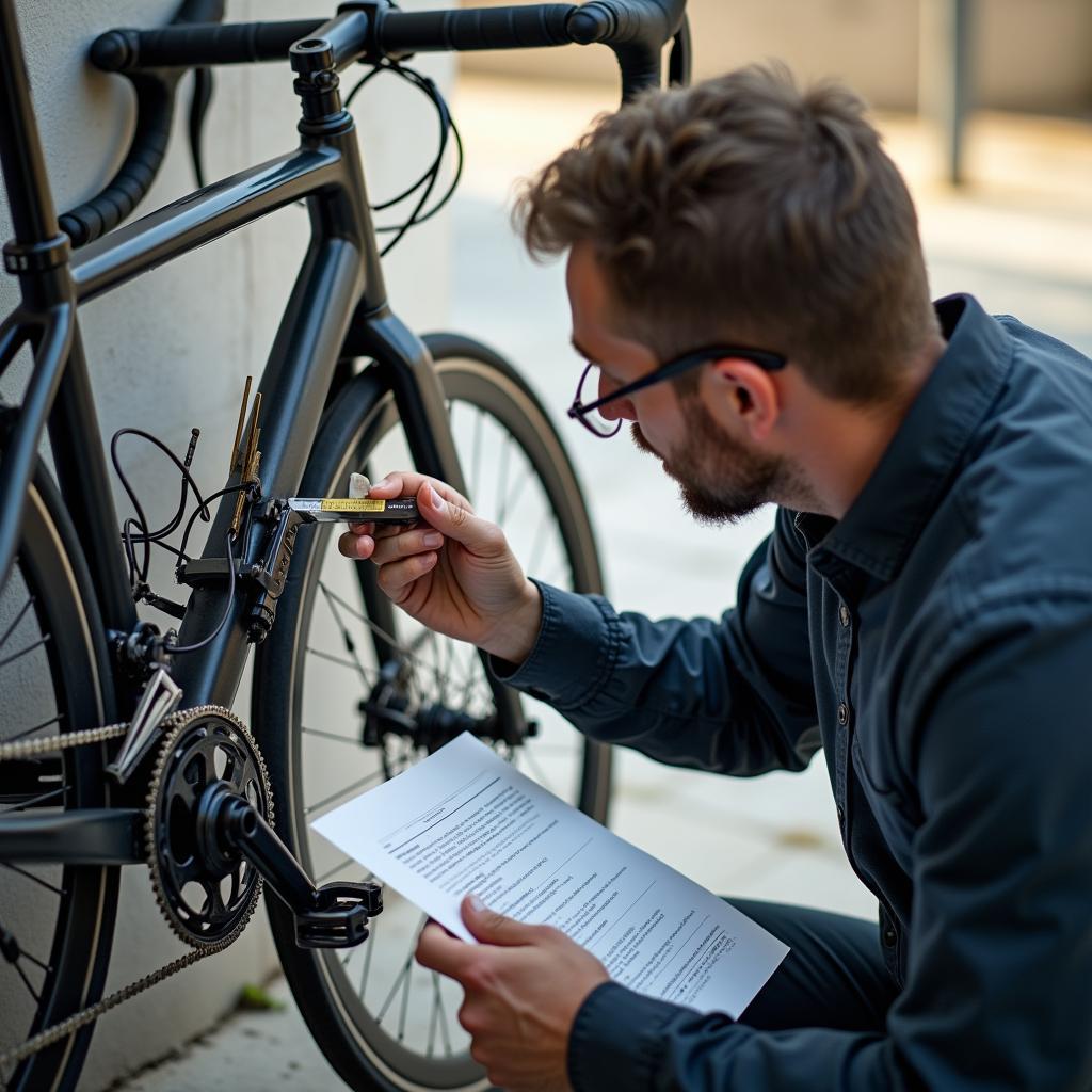 Bicycle accident expert preparing a report for the insurance company.