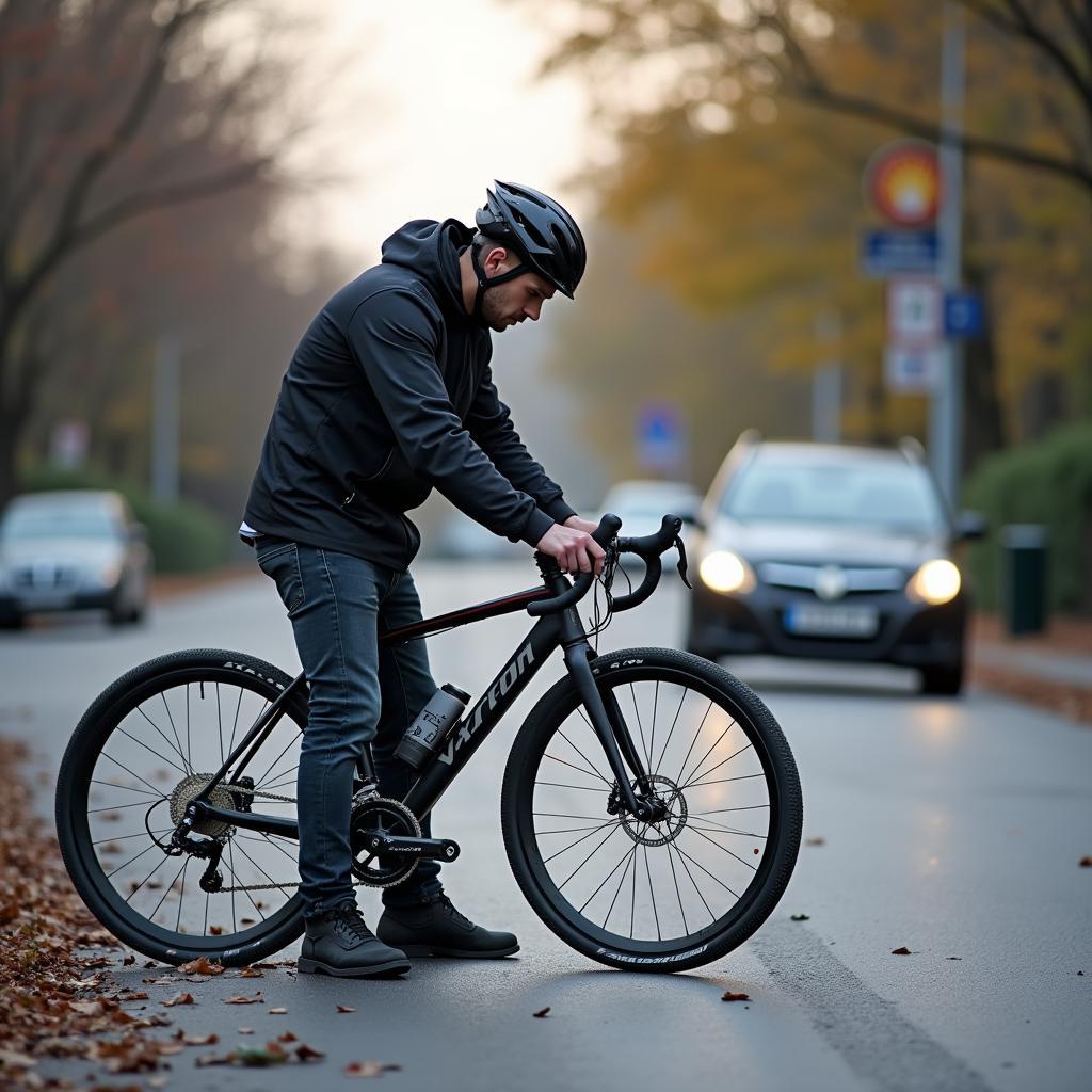 Fahrrad Sachverständiger dokumentiert Unfallhergang und Schäden am Fahrrad.