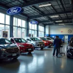 Moderne Werkstatt eines Ford Händlers in Darmstadt