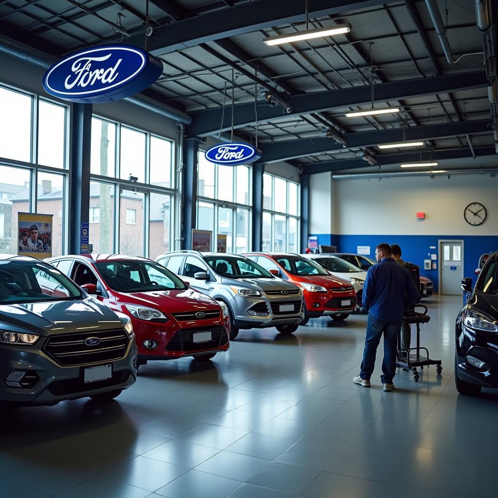 Moderne Werkstatt eines Ford Händlers in Darmstadt