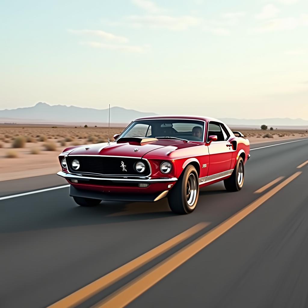 Ford Mustang Mach 1 1969 in voller Geschwindigkeit