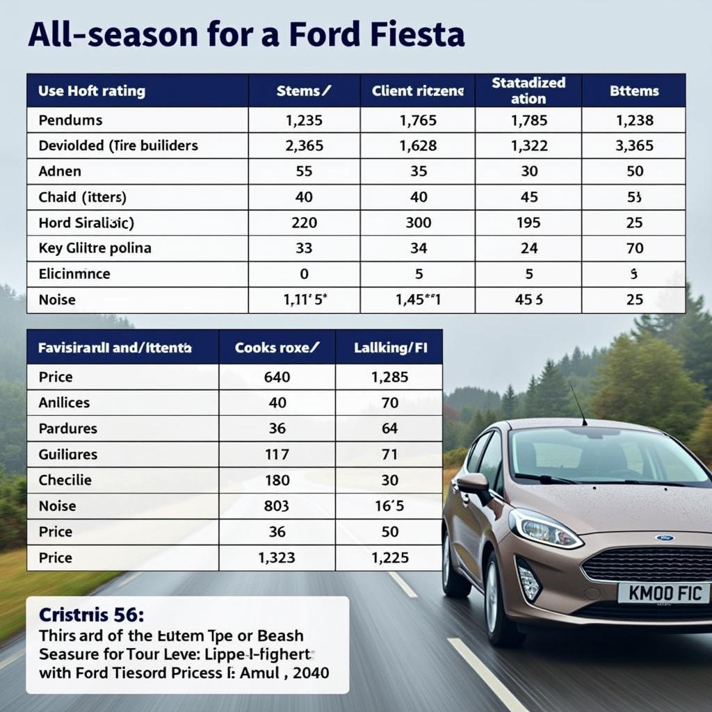 Vergleich verschiedener Ganzjahresreifen für Ford Fiesta