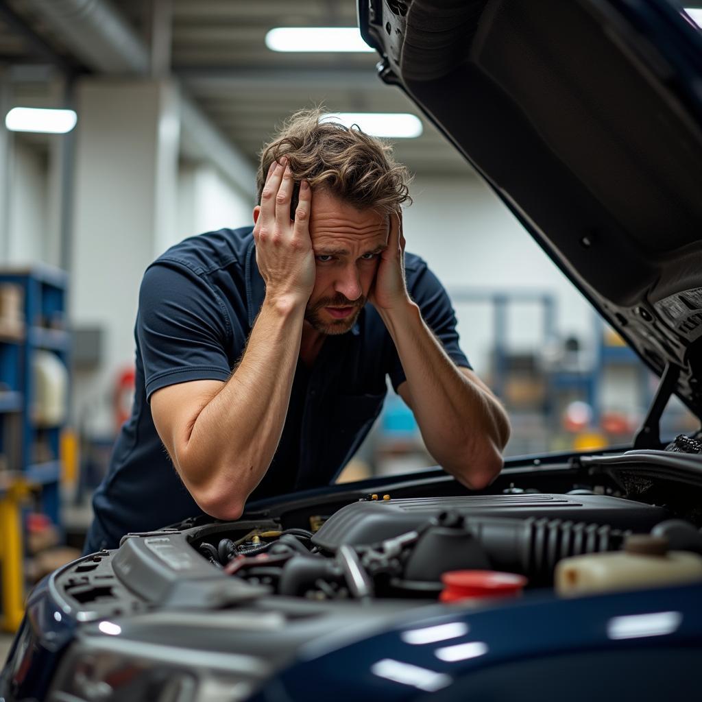 Frustration in der Autoreparatur