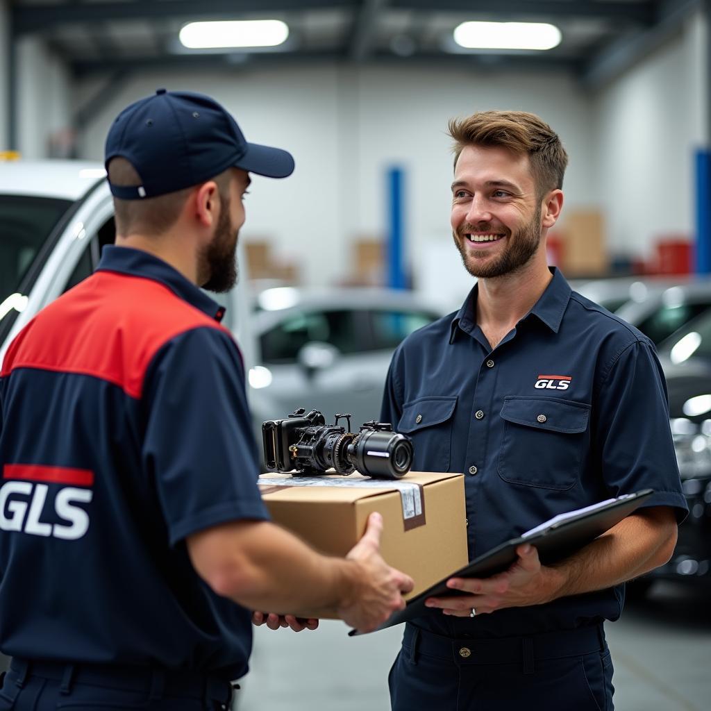 GLS Paketlieferung an eine Autowerkstatt