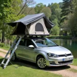 Golf 7 mit Dachzelt beim Camping