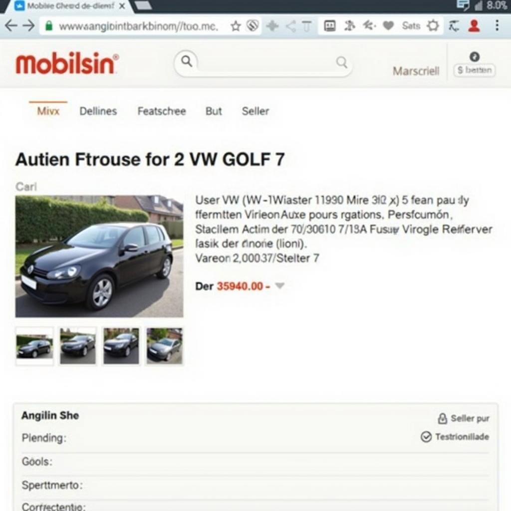 Golf 7 Verkaufsanzeige auf Mobile.de