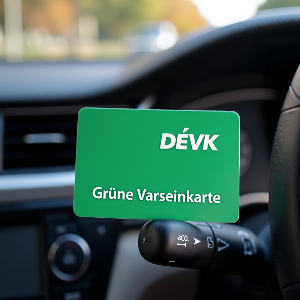 Grüne Versicherungskarte DEVk im Auto