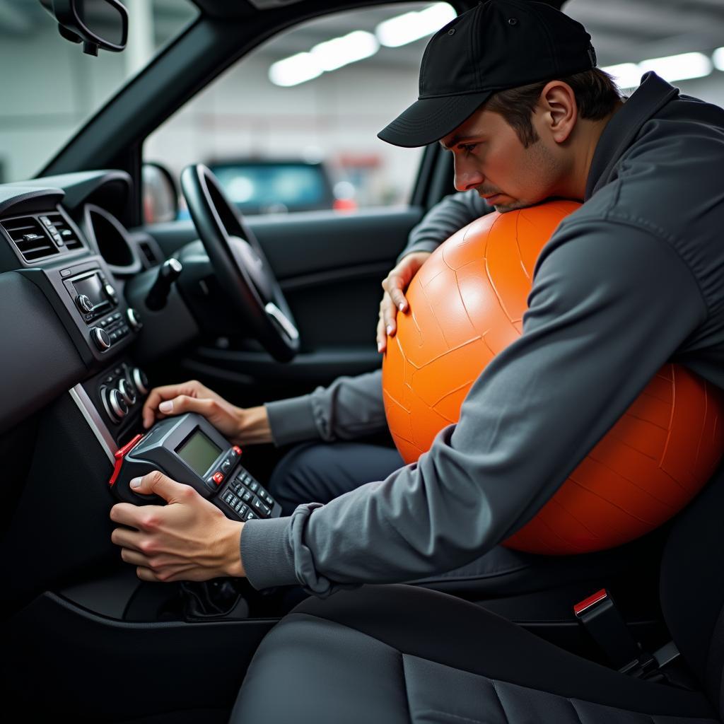 Gymnastikball zur Vibrationsanalyse im Auto
