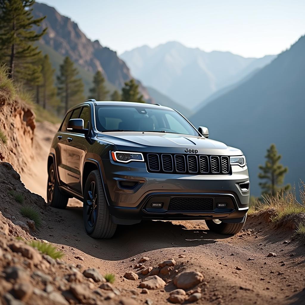 Jeep Grand Cherokee Offroad auf einer Bergstraße: Meistert steile Anstiege