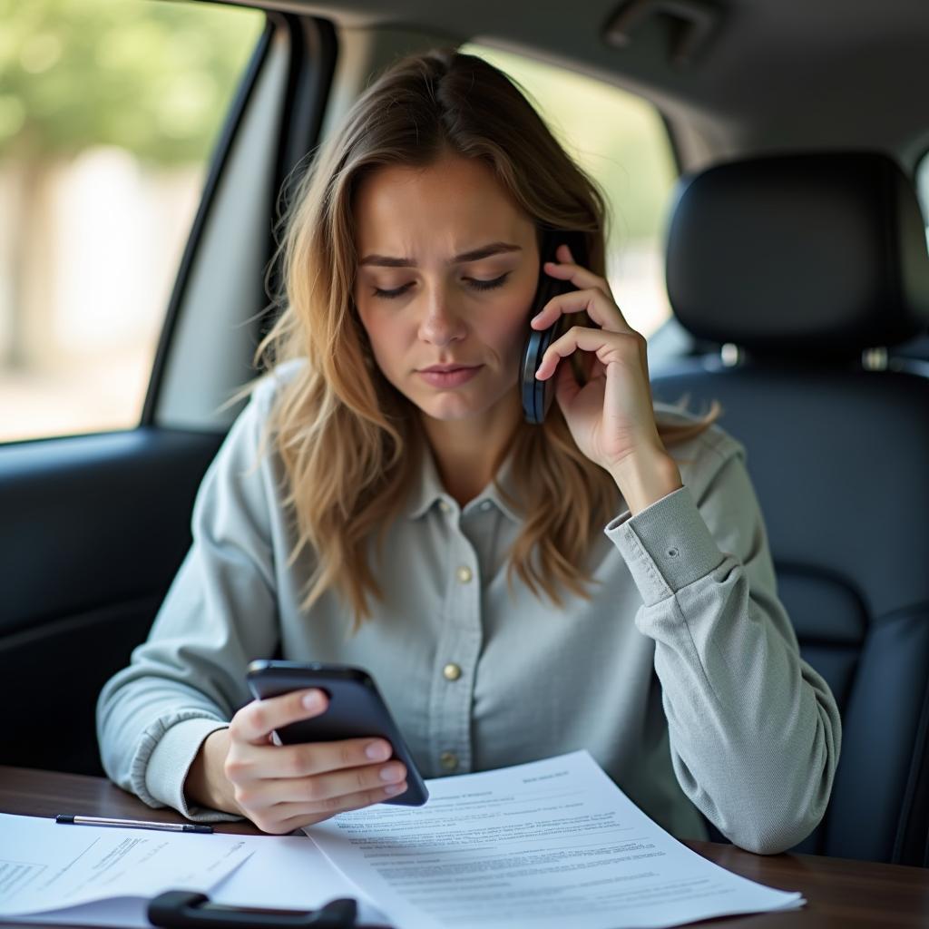 Person telefoniert mit der Kfz-Versicherung über ein Smartphone