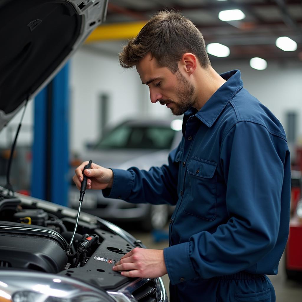 Mechaniker bei der Arbeit in einer Kfz-Werkstatt