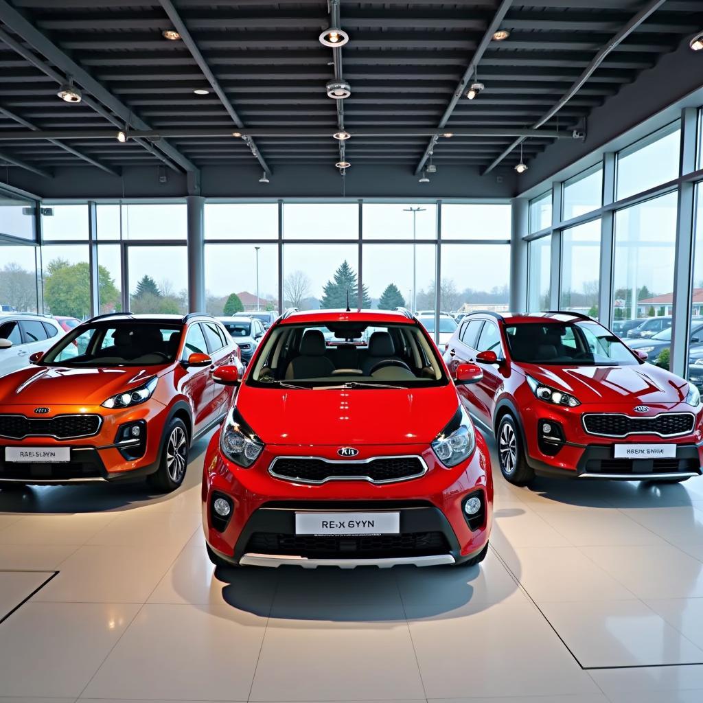 Verschiedene Kia Modelle im Showroom in Heide