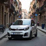 Kia Picanto parkt in einer engen Straße