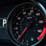 KPH/km/h Anzeige auf einem Tachometer