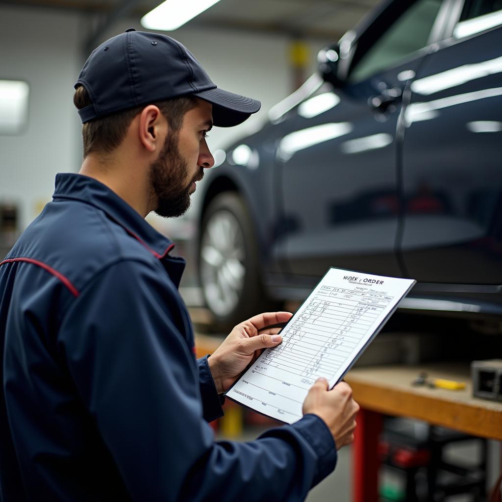 Kundenauftrag in Englisch in einer Kfz-Werkstatt