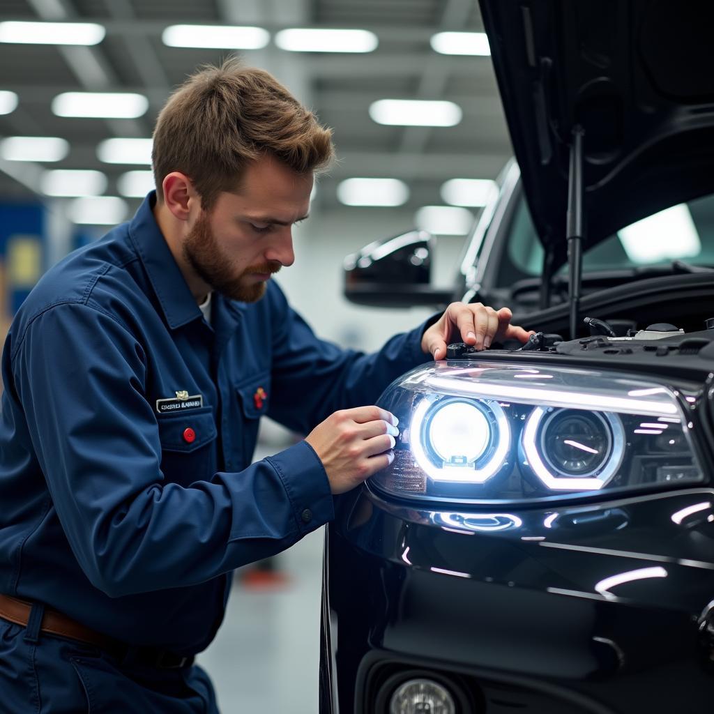 Einbau von LED Scheinwerfern durch einen Kfz-Meister