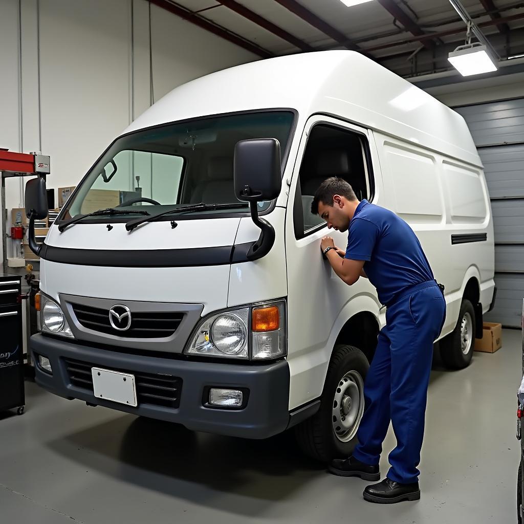 Mazda Transporter sedang diservis di bengkel