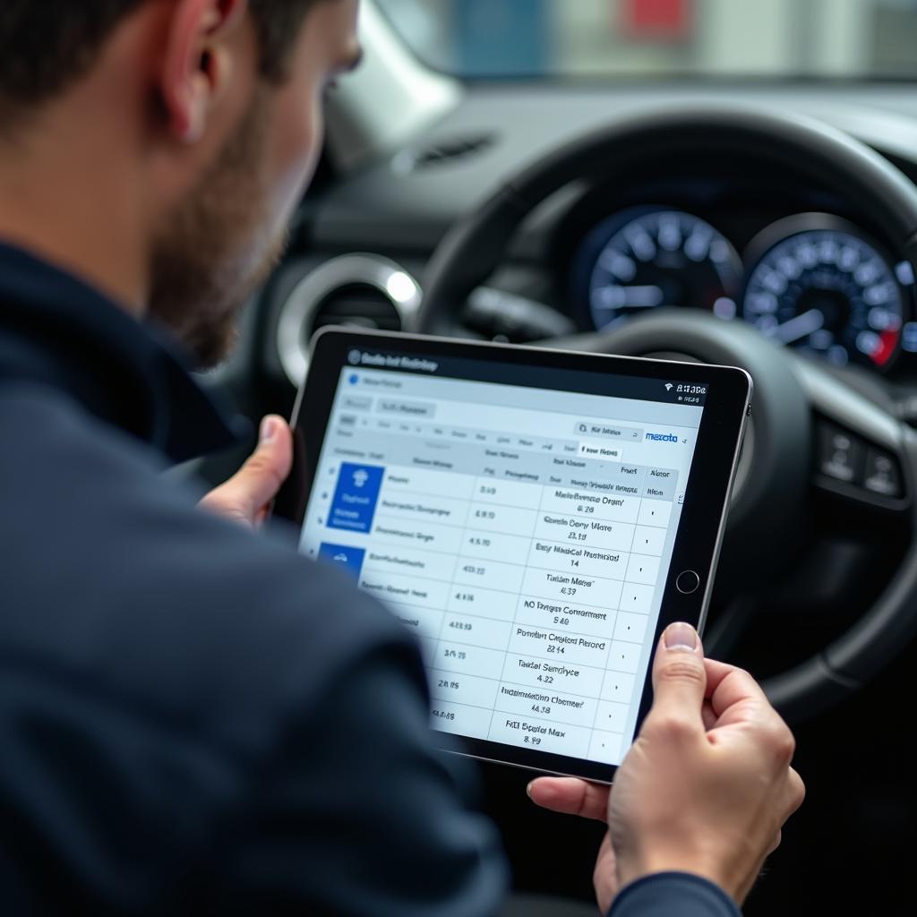 Mazda Werkstatt Digitaler Service Nachweis auf Tablet