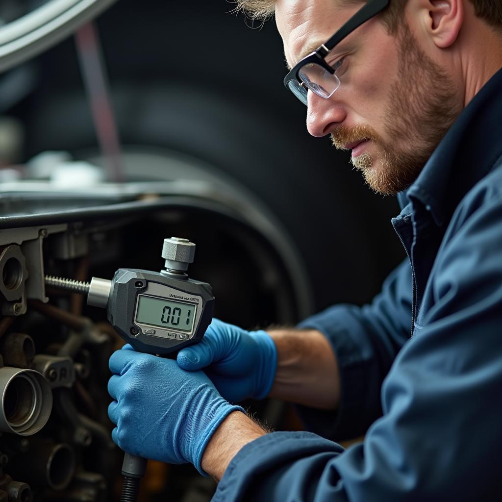 Mechaniker prüft Drehmoment