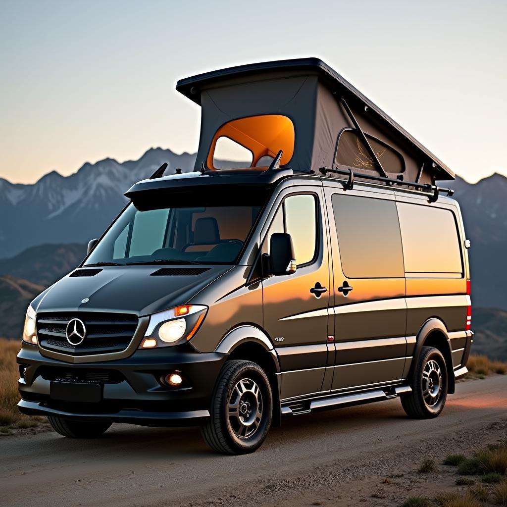 Mercedes 711 D Wohnmobil in der Landschaft