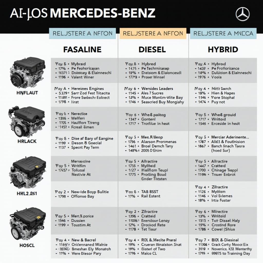 Übersicht der verfügbaren Motorisierungen für die Mercedes-Benz A-Klasse: Benzin, Diesel, Hybrid.