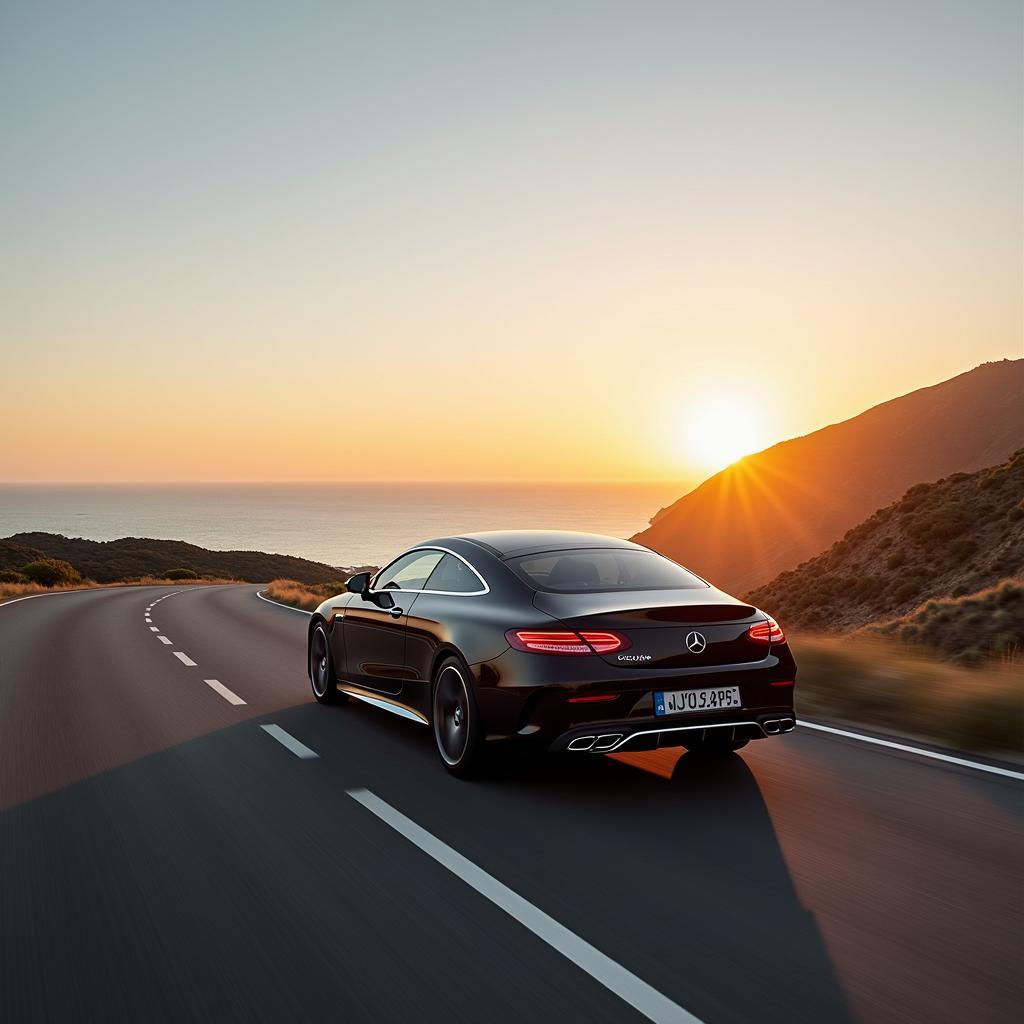 Mercedes CLE Coupé Fahrt Landschaft