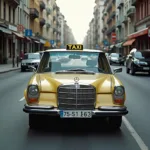 Mercedes W123 Taxi im Einsatz