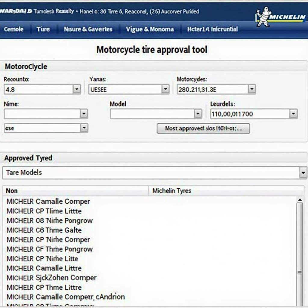 Online-Suche nach Michelin Reifenfreigabe für Motorräder.