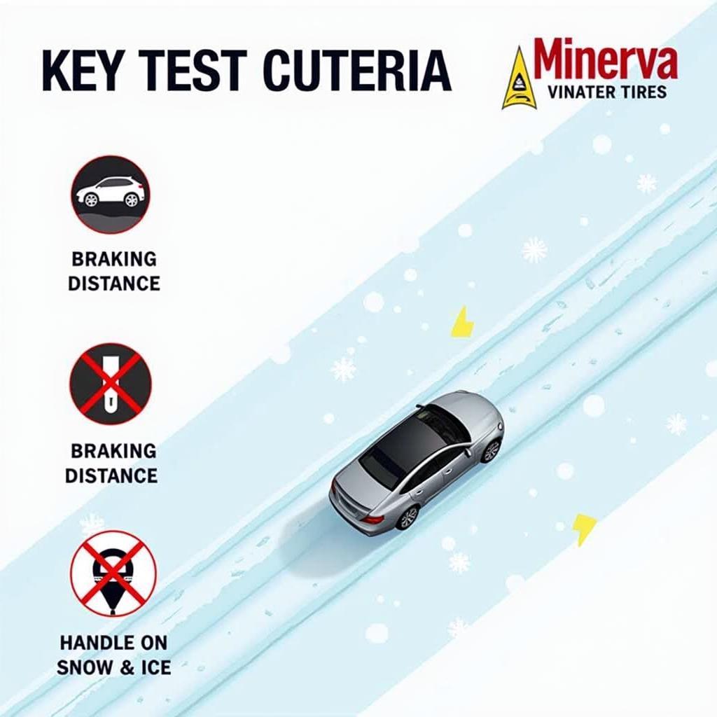 Die wichtigsten Testkriterien für Minerva Winterreifen sind Grip, Bremsweg und Handling auf Schnee und Eis.